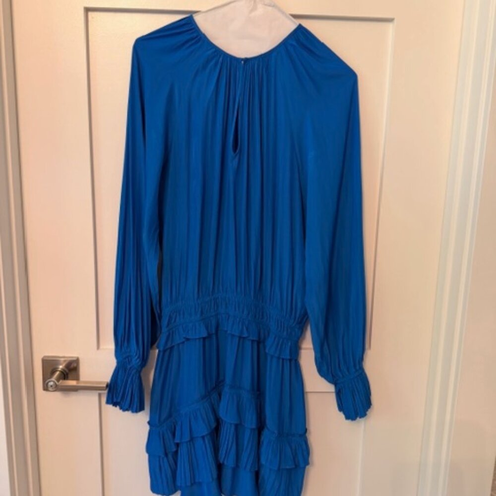Ramy Brook Elegant Royal Blue Long Sleeve Mini Dress, XS
